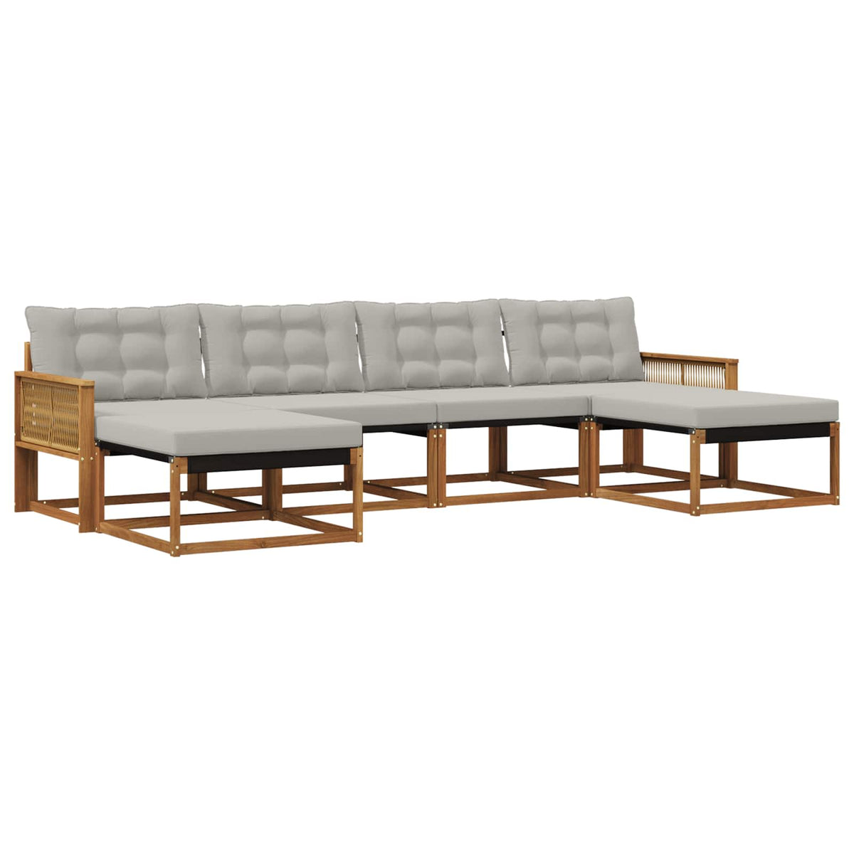 Set vanjskih sofa 6 kom. Prirodna i svjetlosiva