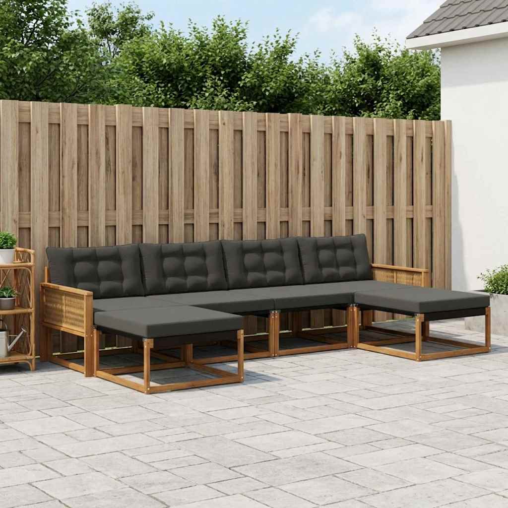 Set vanjskih sofa 6 kom. Prirodna i crna