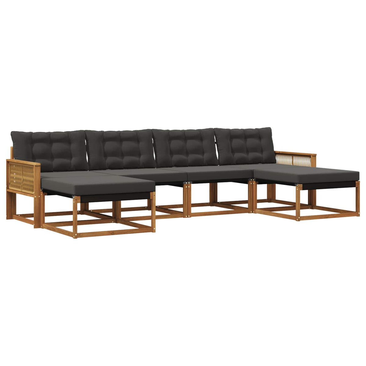 Set vanjskih sofa 6 kom. Prirodna i crna
