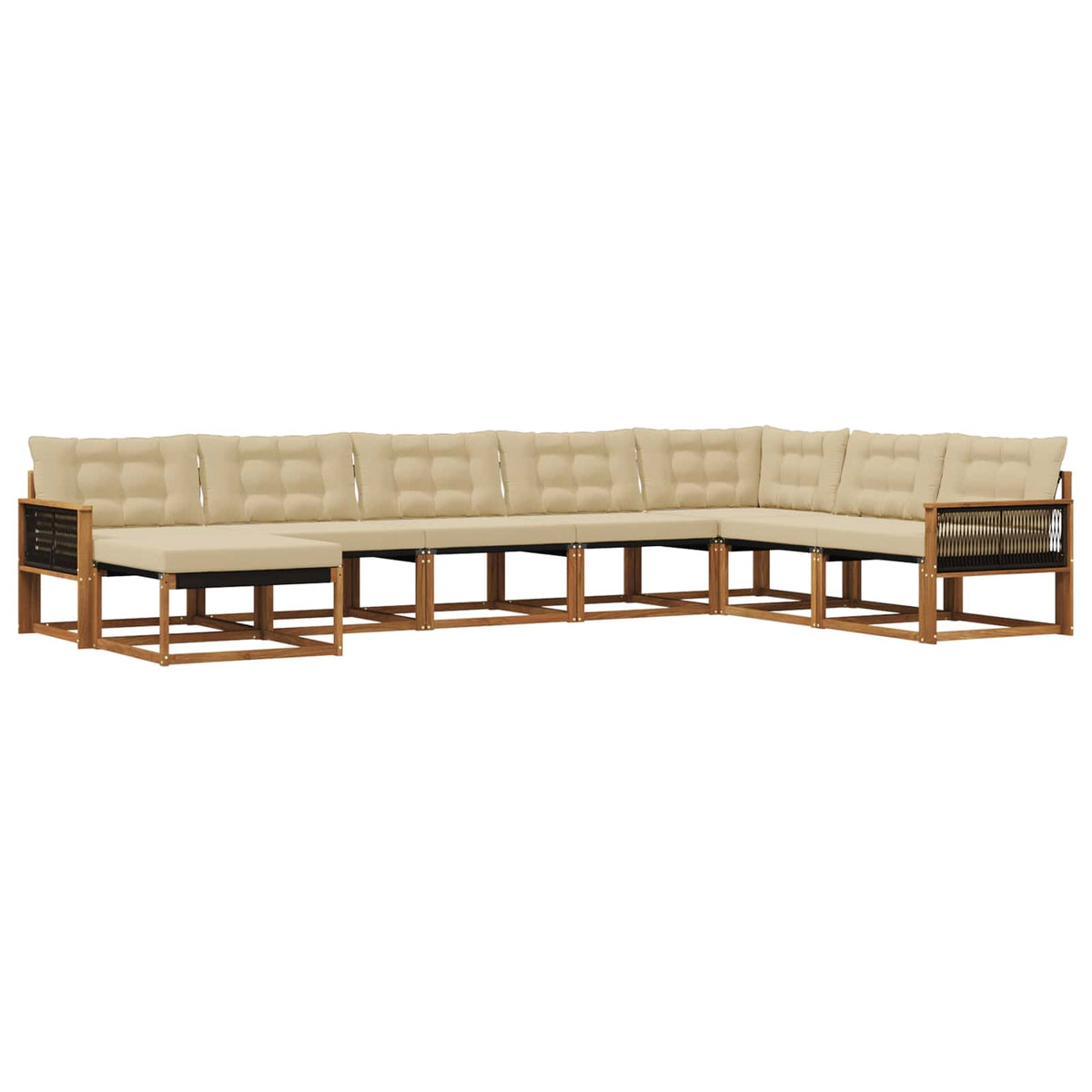 Set vanjskih sofa 8 kom. Prirodna i bež Čvrsto drvo akacije