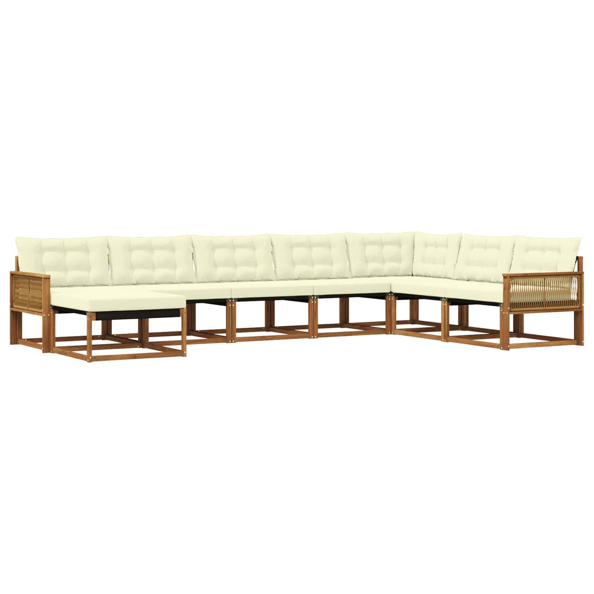 Set vanjskih sofa 8 kom. Prirodna i krem Čvrsto drvo akacije