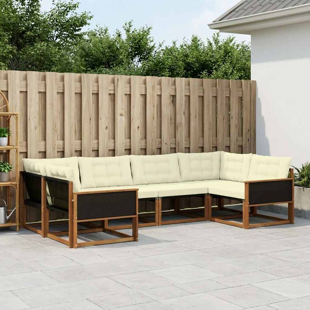 Set vanjskih sofa 6 kom. Prirodna i krem