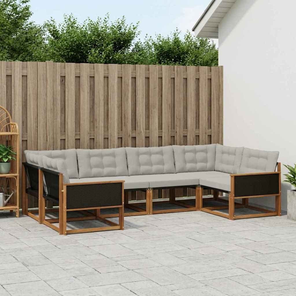 Set vanjskih sofa s jastukom 6 pcs Prirodna i svjetlosiva