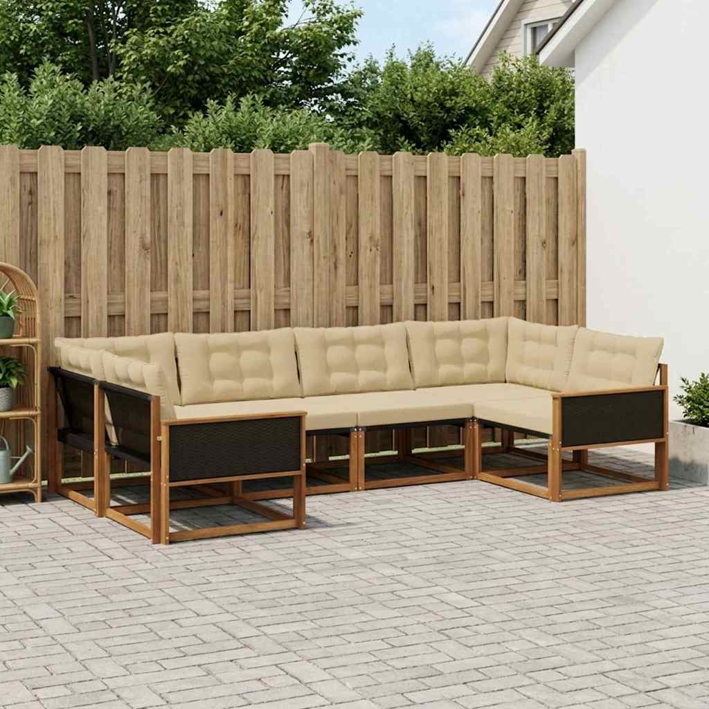 Set vanjskih sofa 6 kom. Prirodna i bež