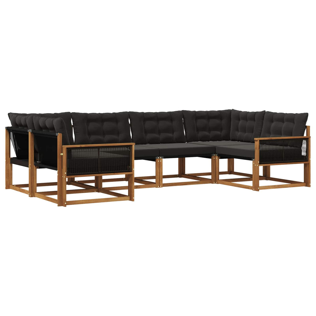 Set vanjskih sofa 6 kom. Prirodna i crna