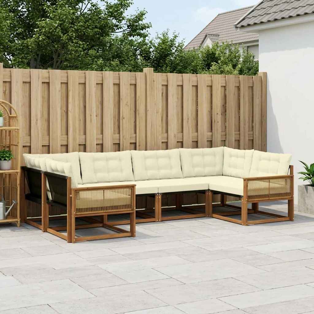 Set vanjskih sofa 6 kom. Prirodna i krem