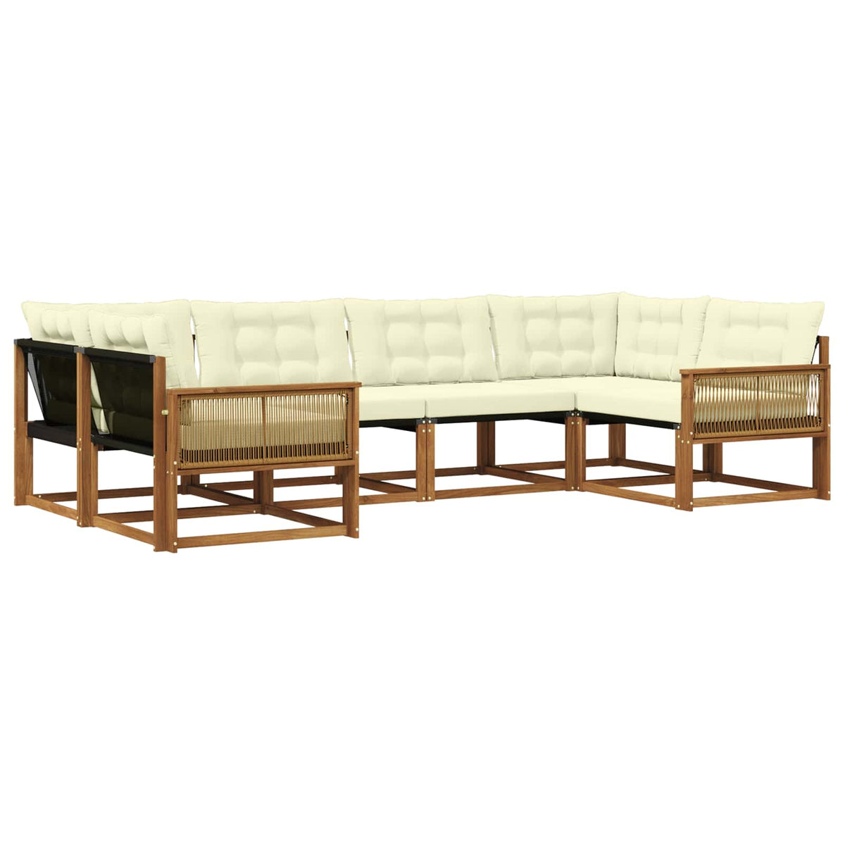Set vanjskih sofa 6 kom. Prirodna i krem