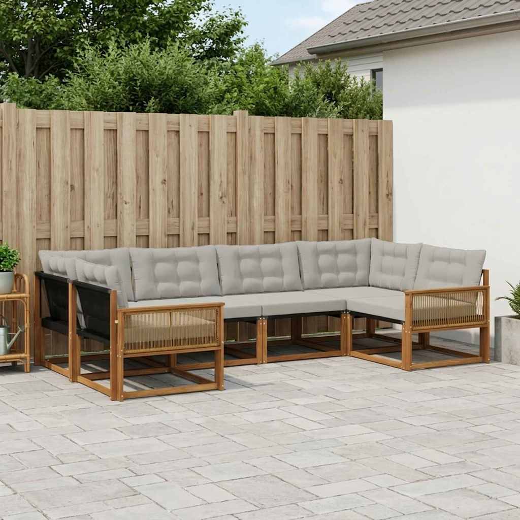 Set vanjskih sofa 6 kom. Prirodna i svjetlosiva
