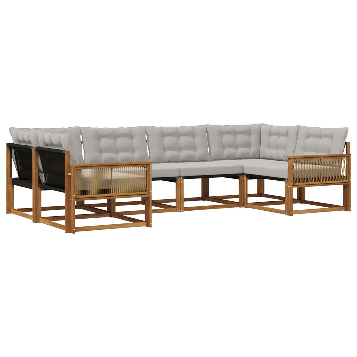 Set vanjskih sofa 6 kom. Prirodna i svjetlosiva
