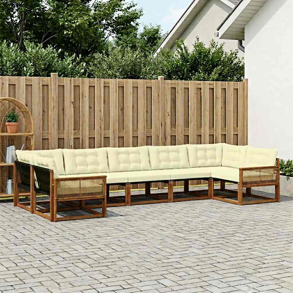 Set vanjskih sofa 7 kom. Prirodna i krem