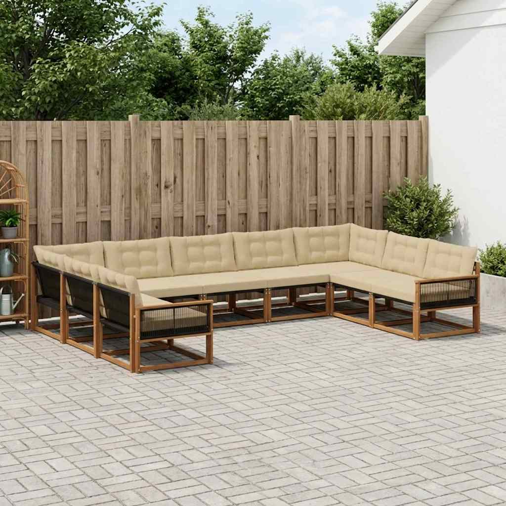 Set vanjskih sofa 9 kom. Prirodna i bež