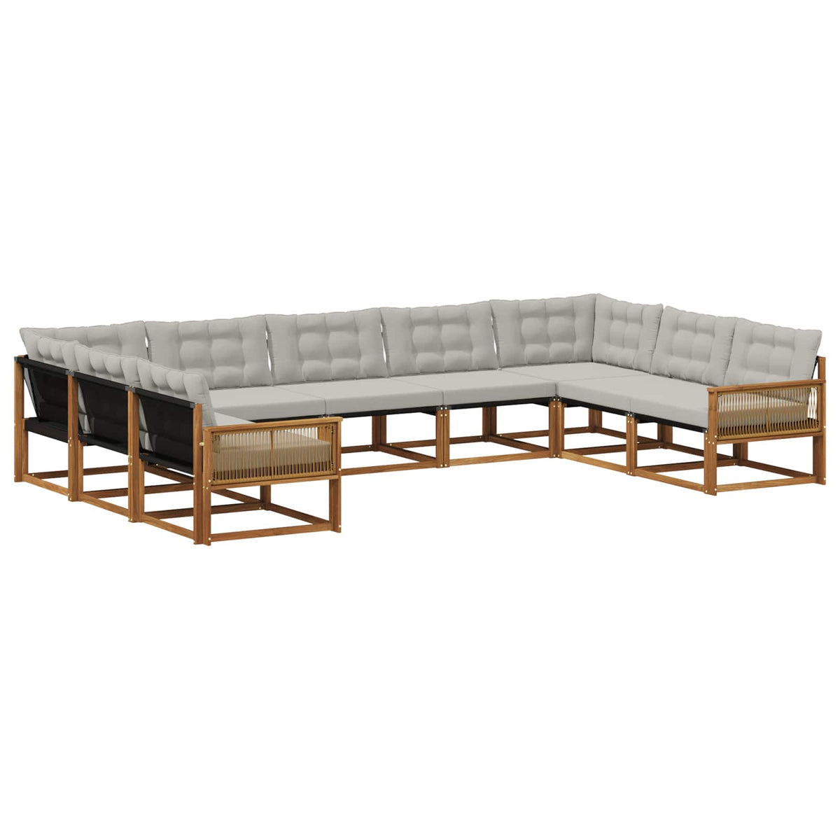 Set vanjskih sofa 9 kom. Prirodna i svjetlosiva