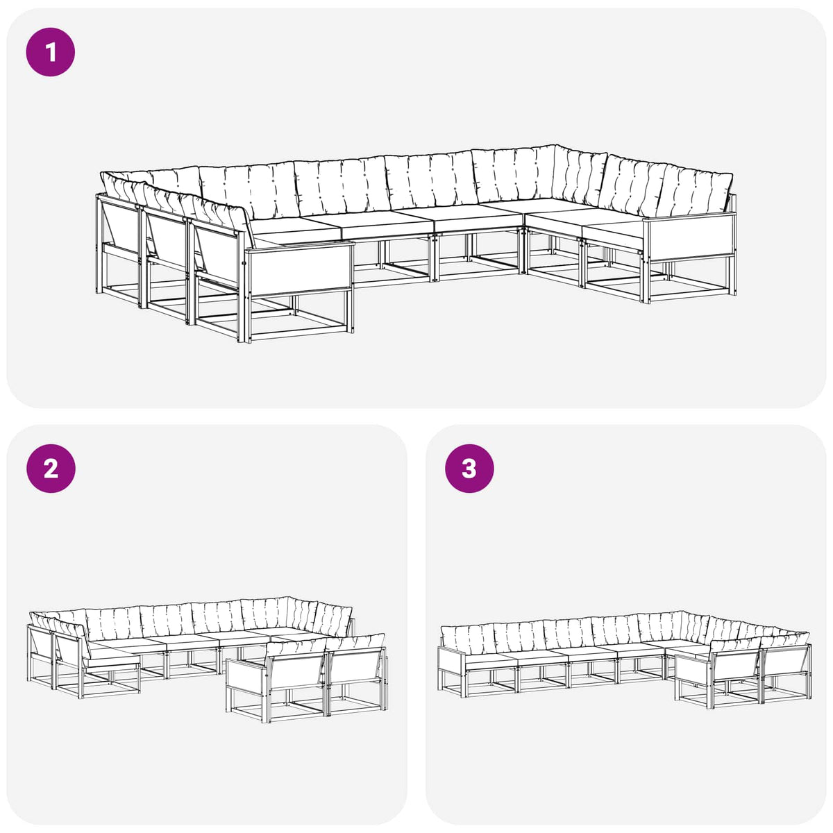 Set vanjskih sofa 9 kom. Prirodna i svjetlosiva