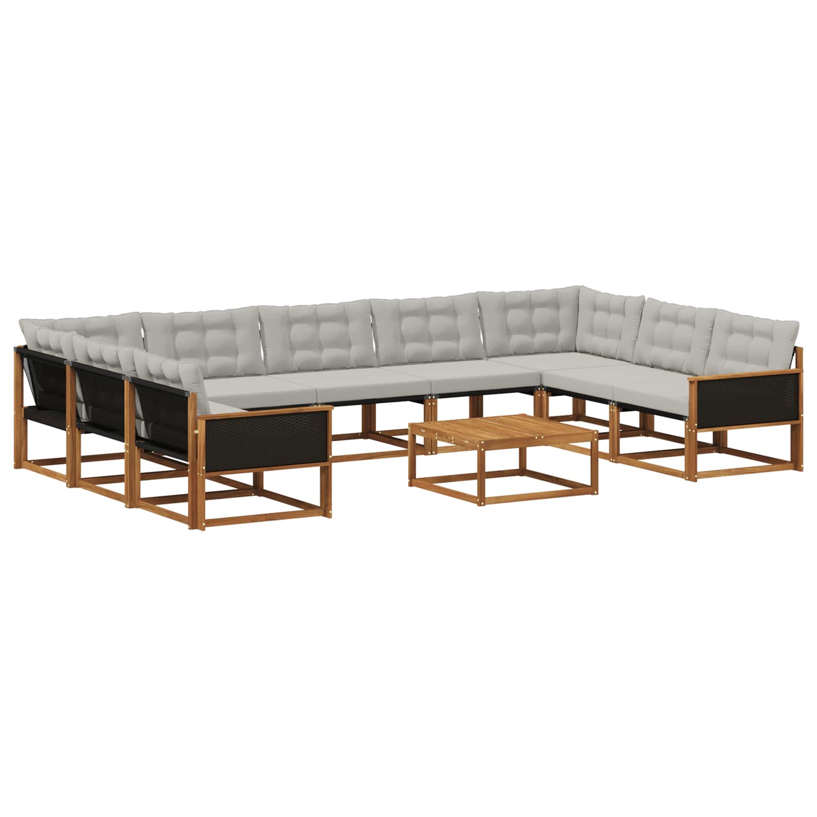Set vanjskih sofa s jastukom 10 pcs Prirodna i svjetlosiva
