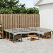Set vanjskih sofa s jastukom 10 pcs Prirodna i svjetlosiva