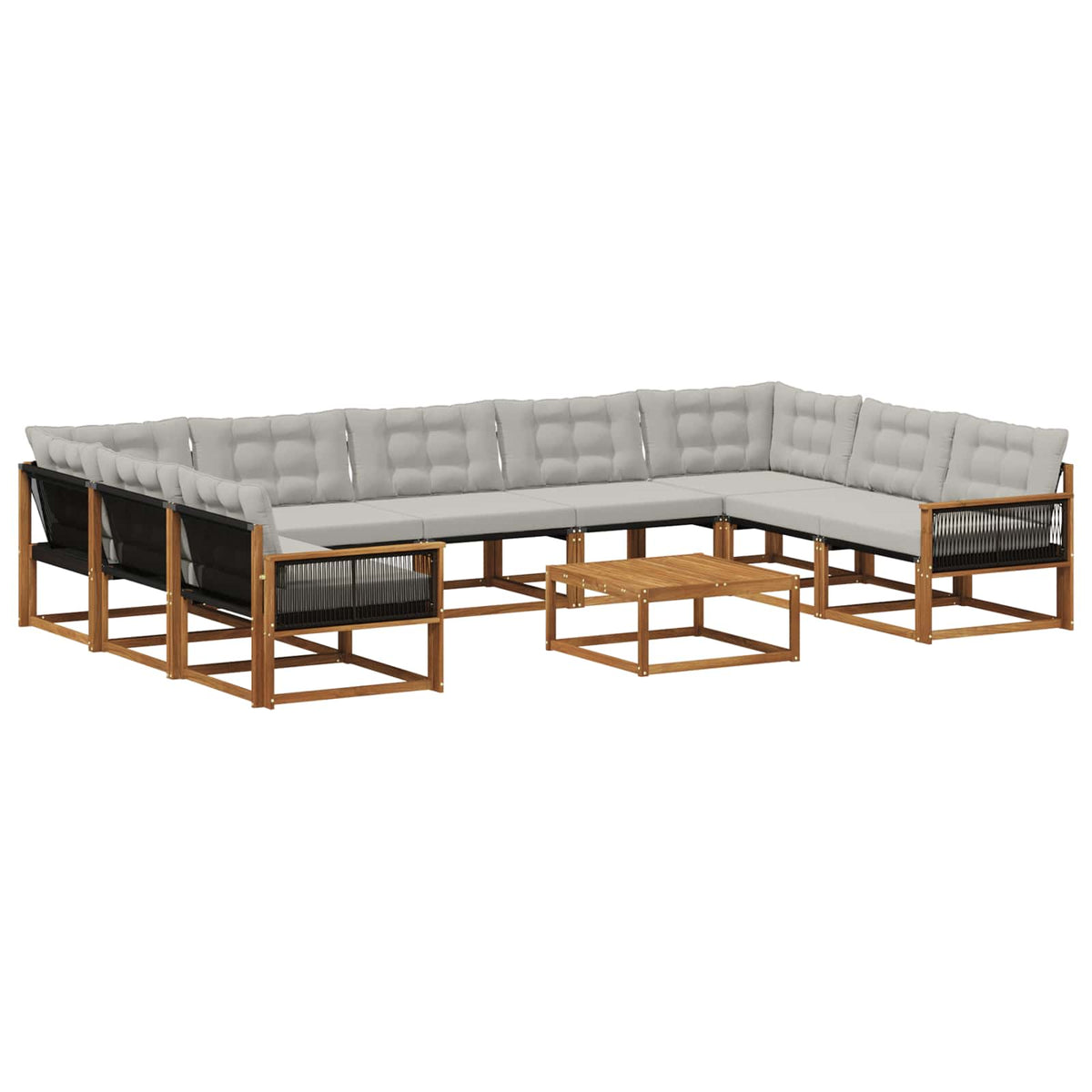 Set vanjskih sofa s jastukom 10 pcs Prirodna i svjetlosiva