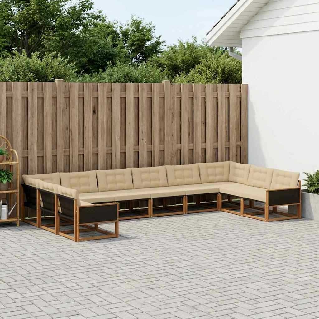 Set vanjskih sofa 10 kom. Prirodna i bež