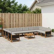 Set vanjskih sofa s jastukom 11 pcs Prirodna i svjetlosiva