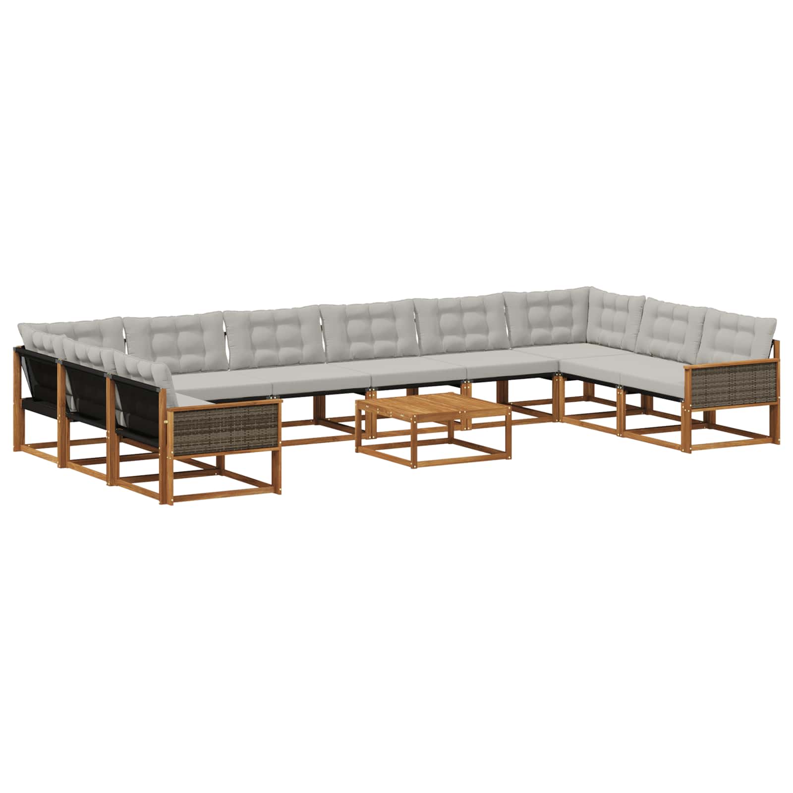 Set vanjskih sofa s jastukom 11 pcs Prirodna i svjetlosiva