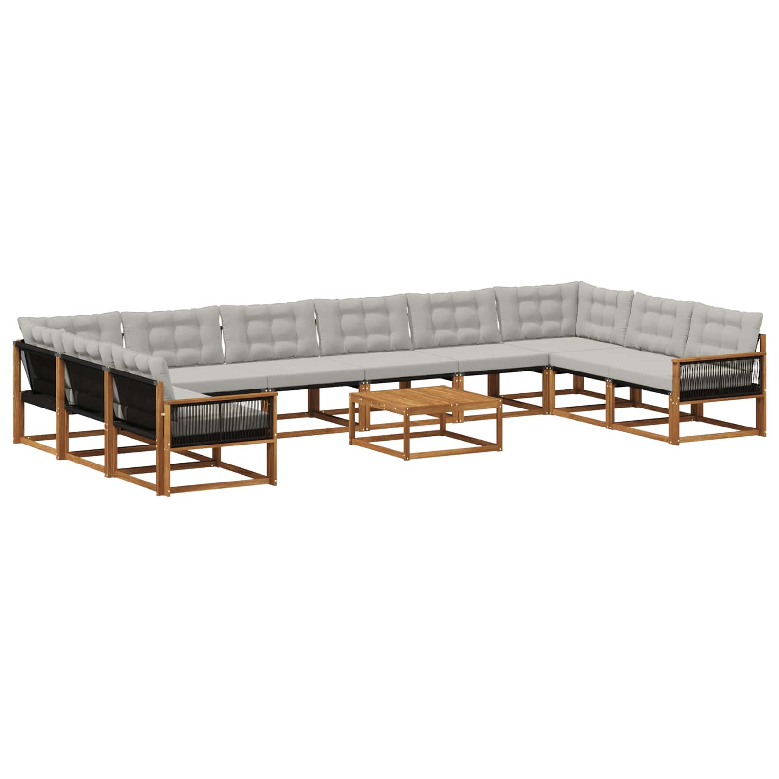 Set vanjskih sofa s jastukom 11 pcs Prirodna i svjetlosiva