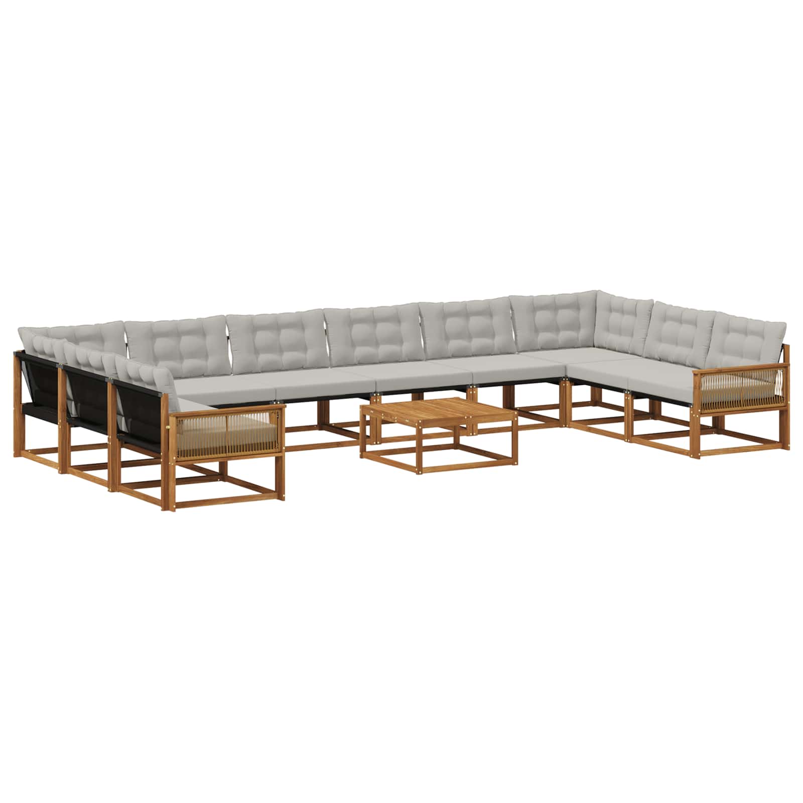 Set vanjskih sofa s jastukom 11 pcs Prirodna i svjetlosiva