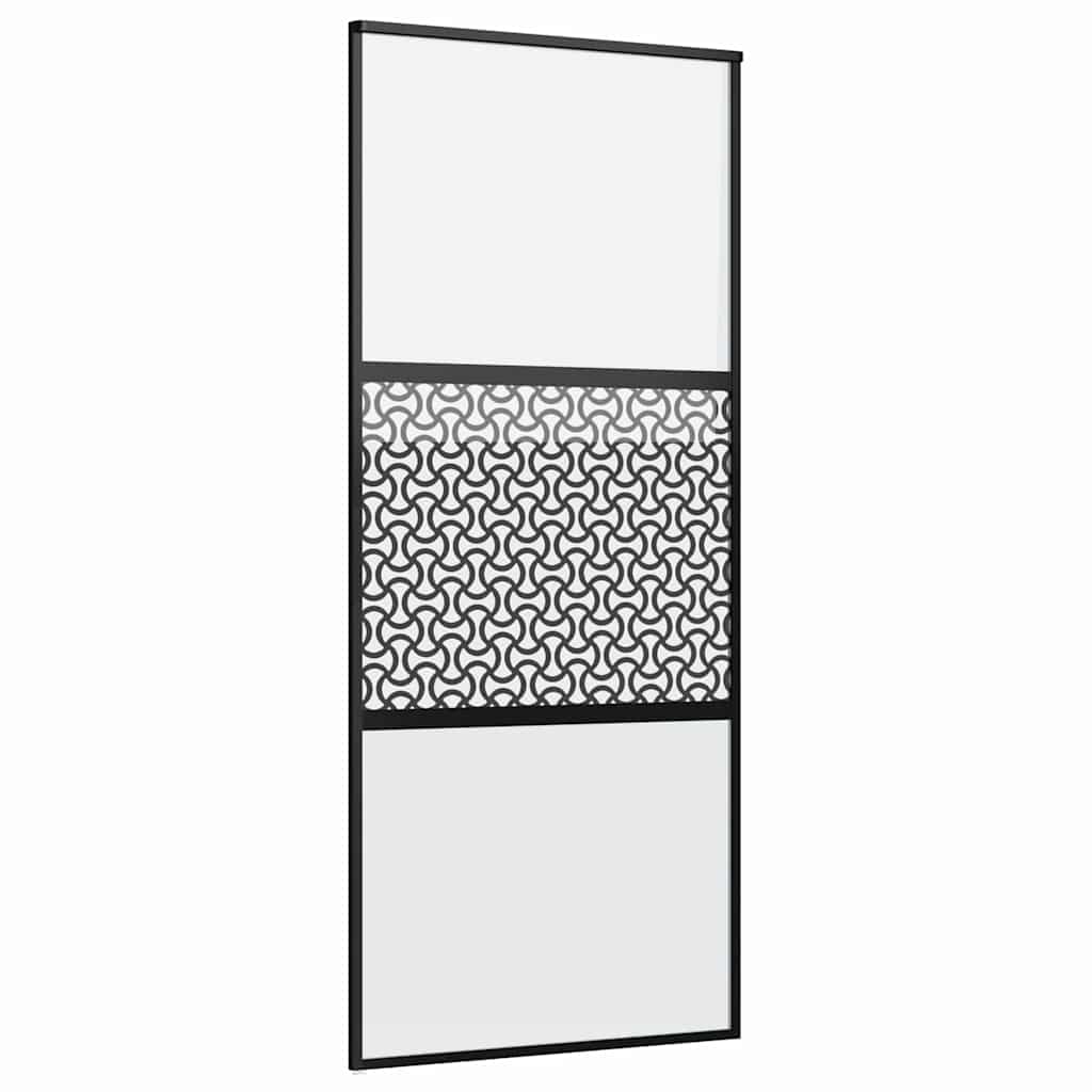 Staklena vrata Rezbarija Crna 90 x 2 x 205 cm Aluminij