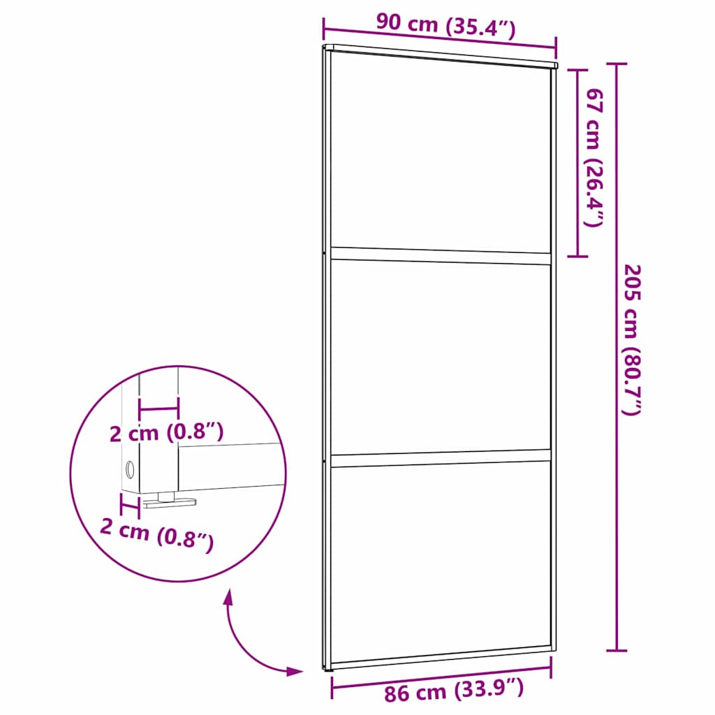 Staklena vrata Rezbarija Crna 90 x 2 x 205 cm Aluminij