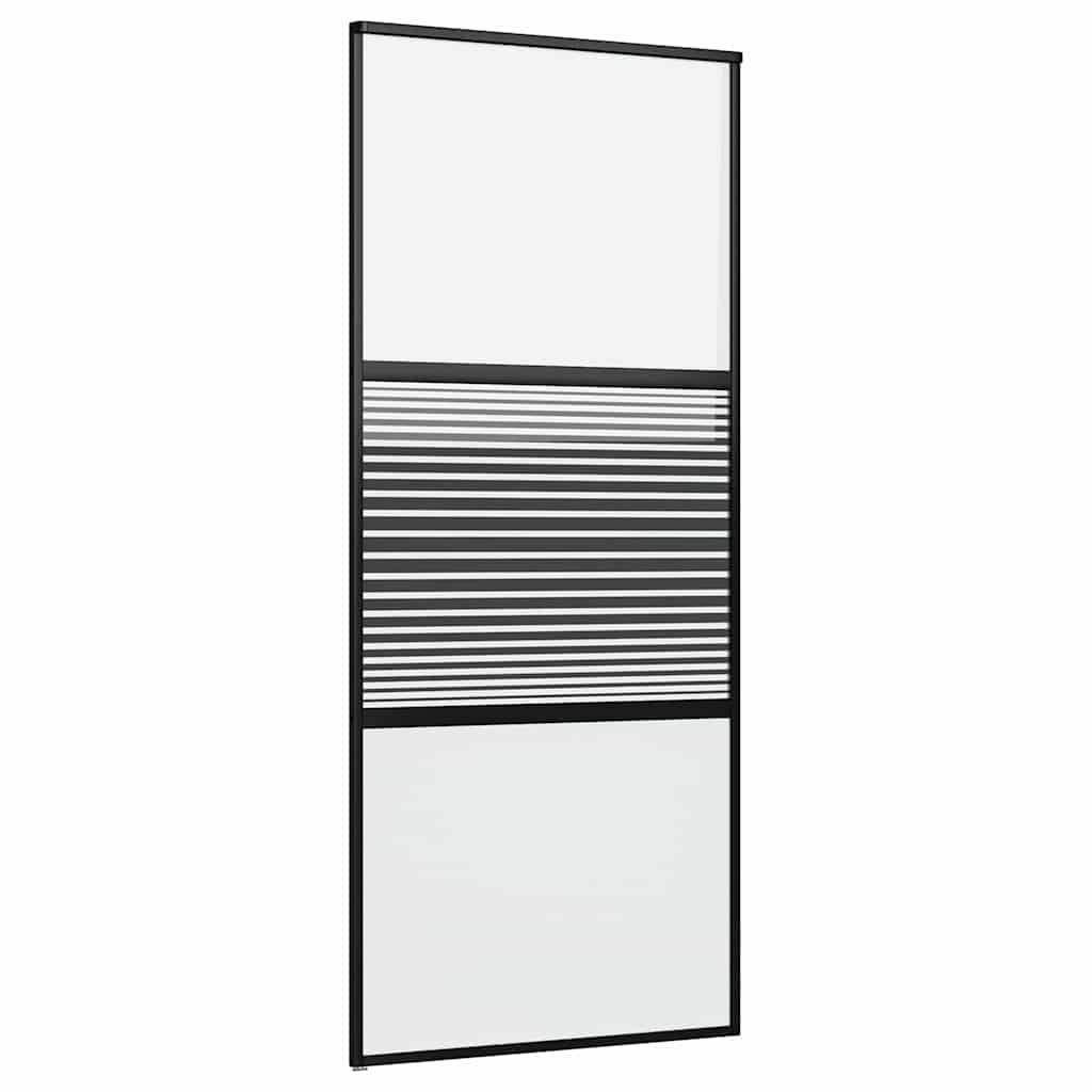 Staklena vrata Prugasti Crna 90 x 2 x 205 cm Aluminij