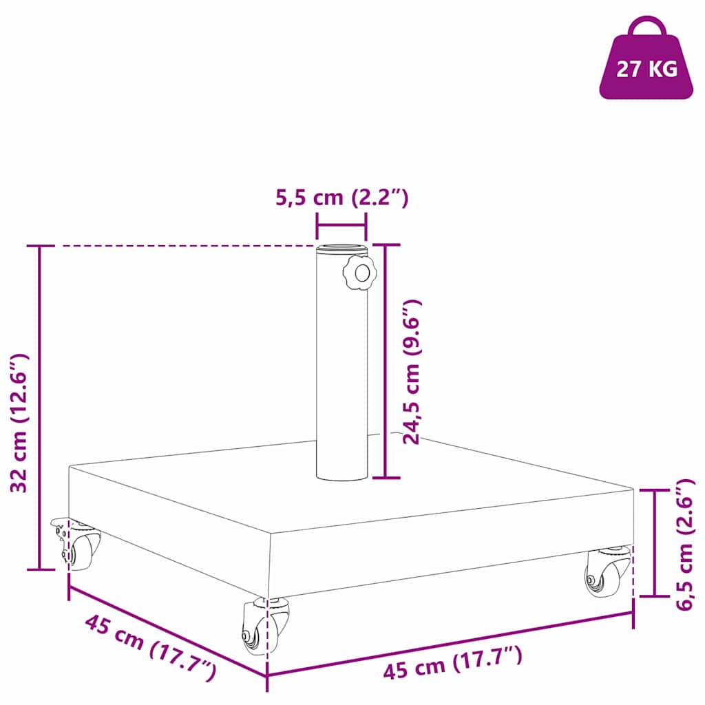 Baza za suncobran Tamno siva drvenasta 45 x 45 x 31,5 cm