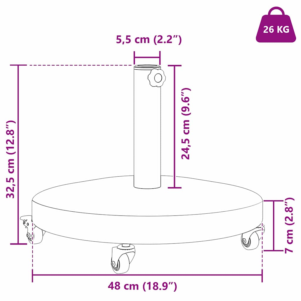 Baza za suncobran Tamno siva drvenasta 48 x 48 x 32 cm