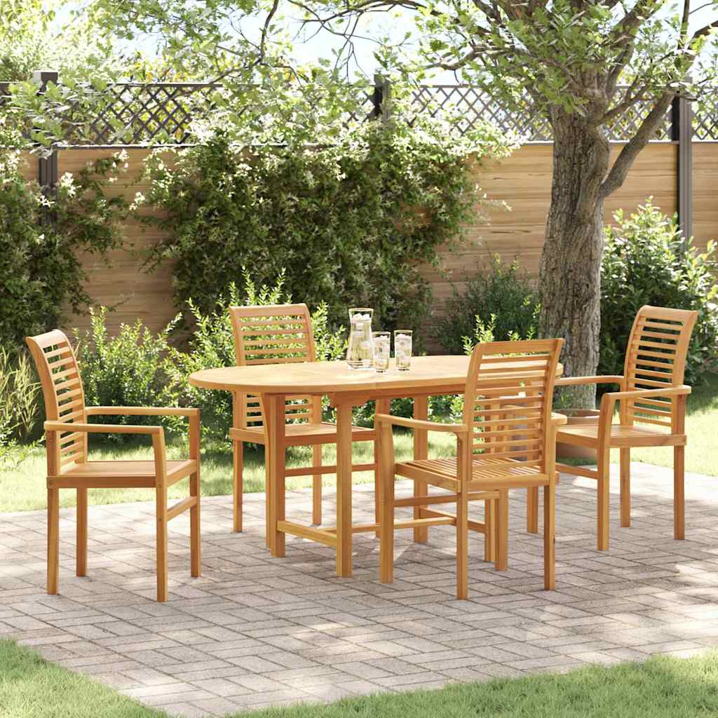 Vrtni set za objed 5 pcs Smeđa Čvrsto teak drvo