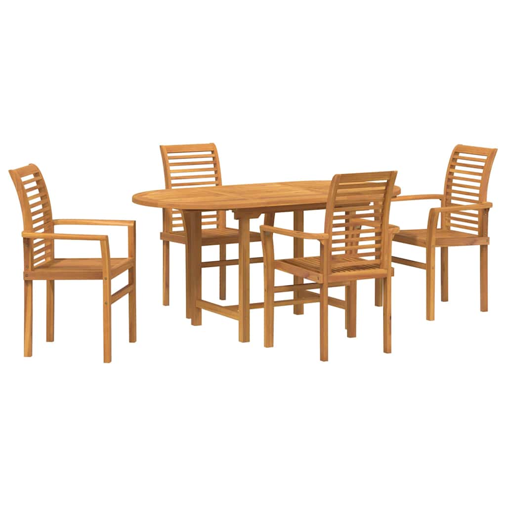 Vrtni set za objed 5 pcs Smeđa Čvrsto teak drvo