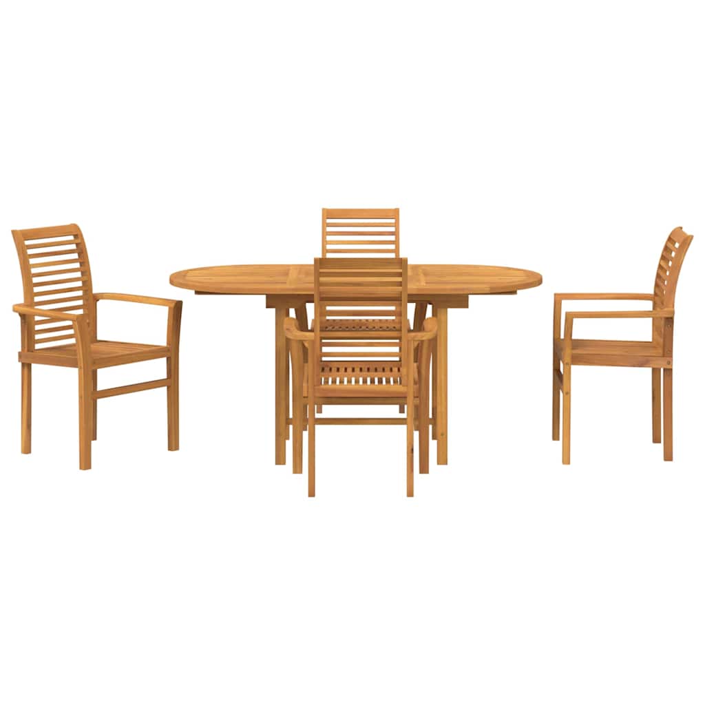 Vrtni set za objed 5 pcs Smeđa Čvrsto teak drvo