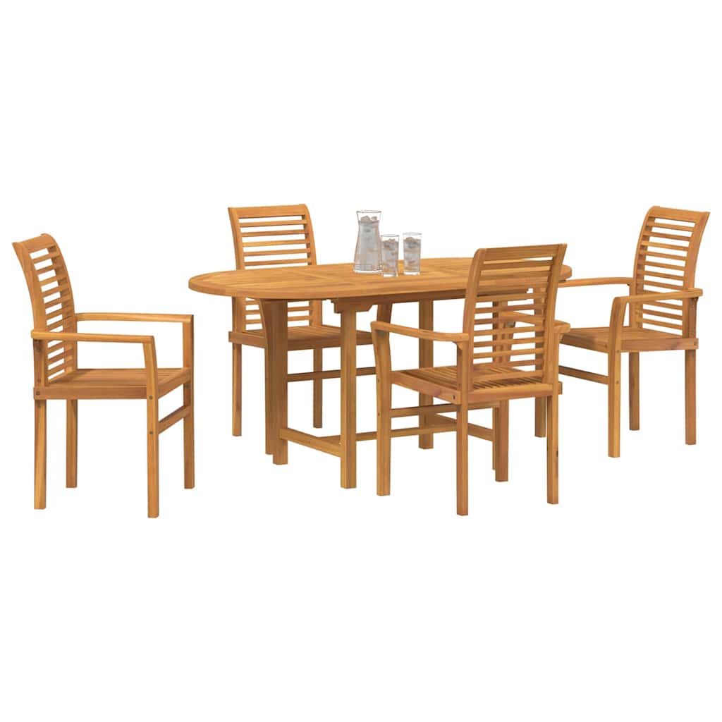 Vrtni set za objed 5 pcs Smeđa Čvrsto teak drvo