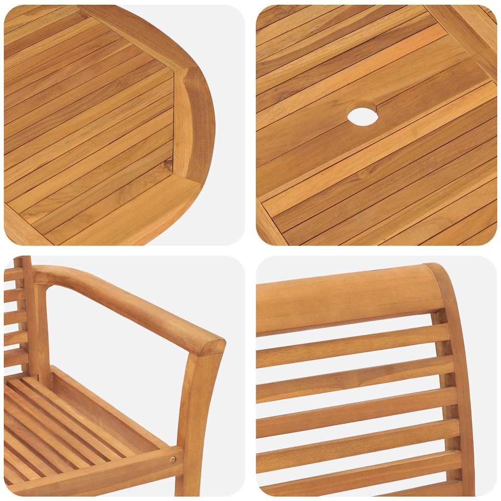 Vrtni set za objed 7 pcs Smeđa Čvrsto teak drvo