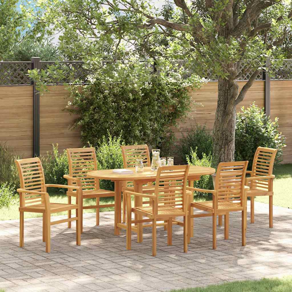 Vrtni set za objed 7 pcs Smeđa Čvrsto teak drvo