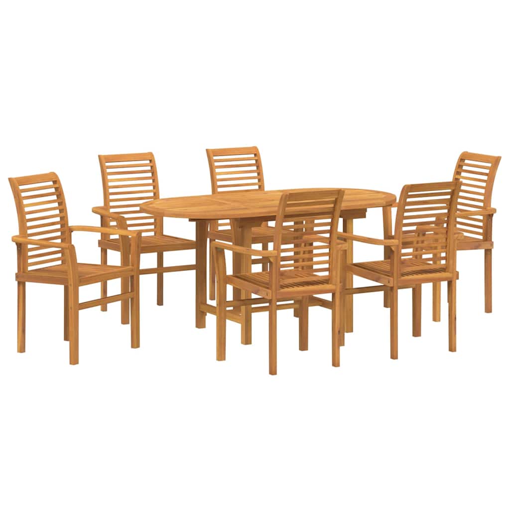 Vrtni set za objed 7 pcs Smeđa Čvrsto teak drvo