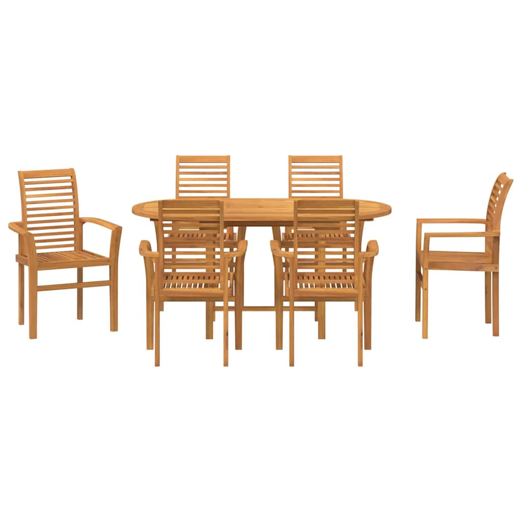 Vrtni set za objed 7 pcs Smeđa Čvrsto teak drvo