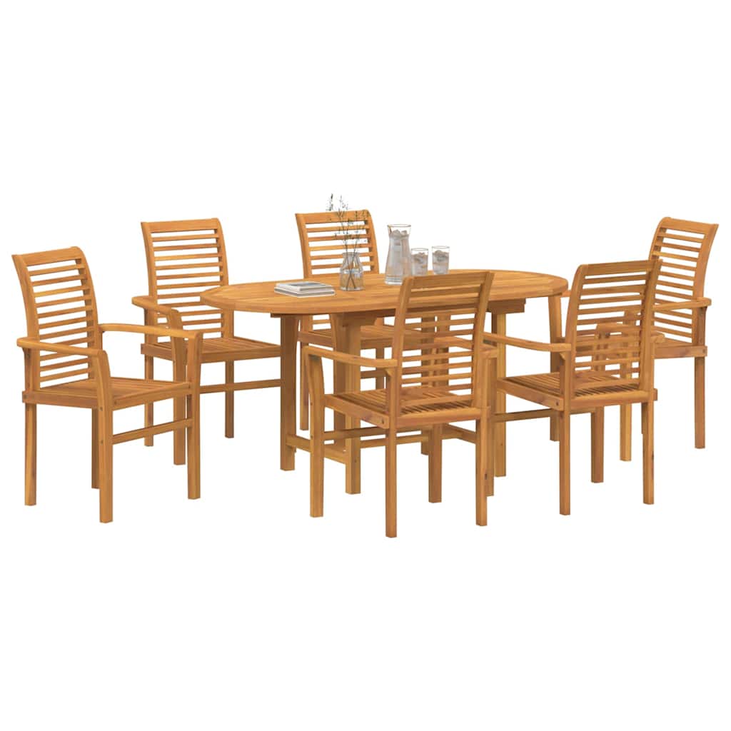 Vrtni set za objed 7 pcs Smeđa Čvrsto teak drvo