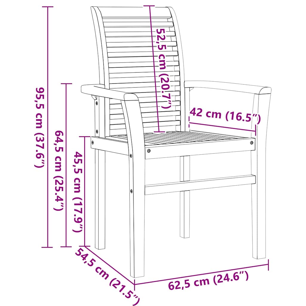 Vrtni set za objed 7 pcs Smeđa Čvrsto teak drvo