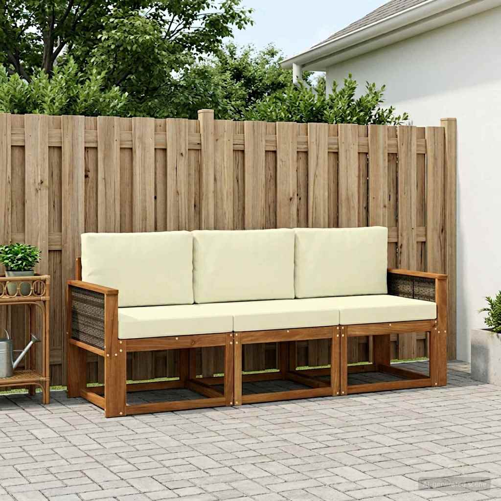 Set vanjskih sofa s jastukom 3 pcs Prirodna i krem