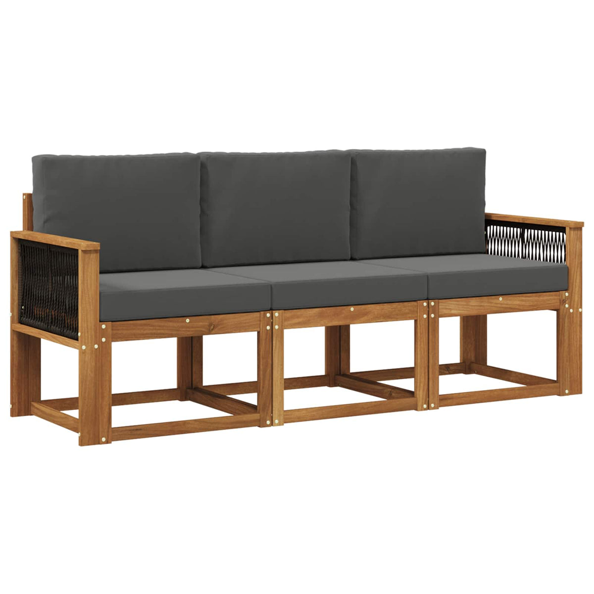 Set vanjskih sofa s jastukom 3 pcs Prirodna i antracit