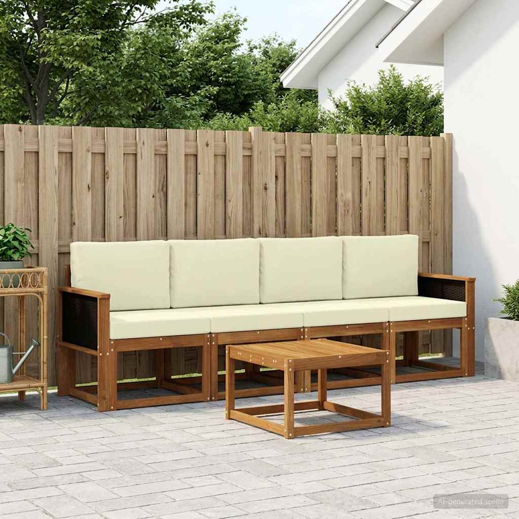 Set vanjskih sofa s jastukom 4 pcs Prirodna i krem
