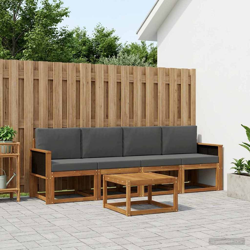Set vanjskih sofa s jastukom 4 pcs Prirodna i antracit