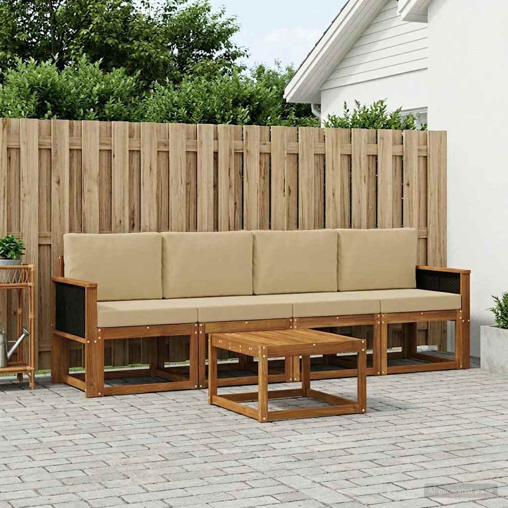 Set vanjskih sofa s jastukom 4 pcs Prirodna