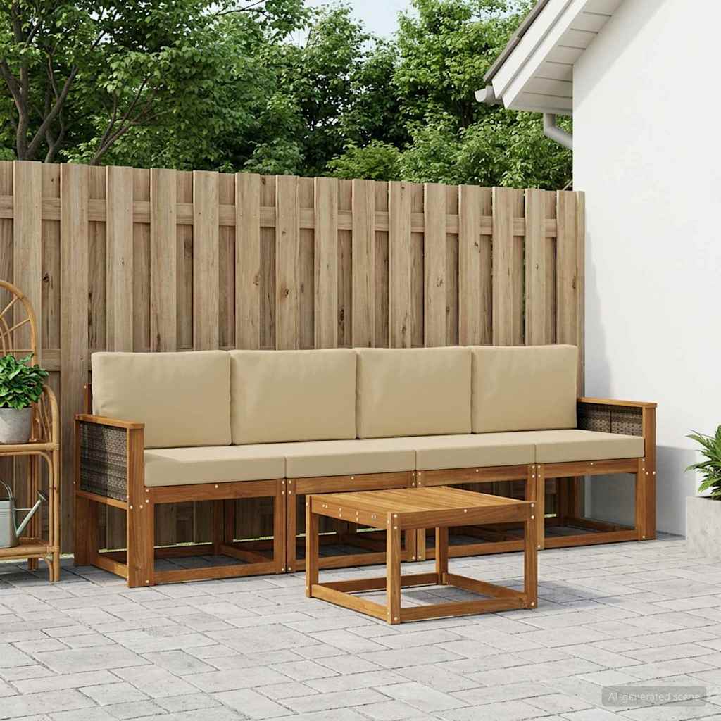 Set vanjskih sofa s jastukom 4 pcs Prirodna