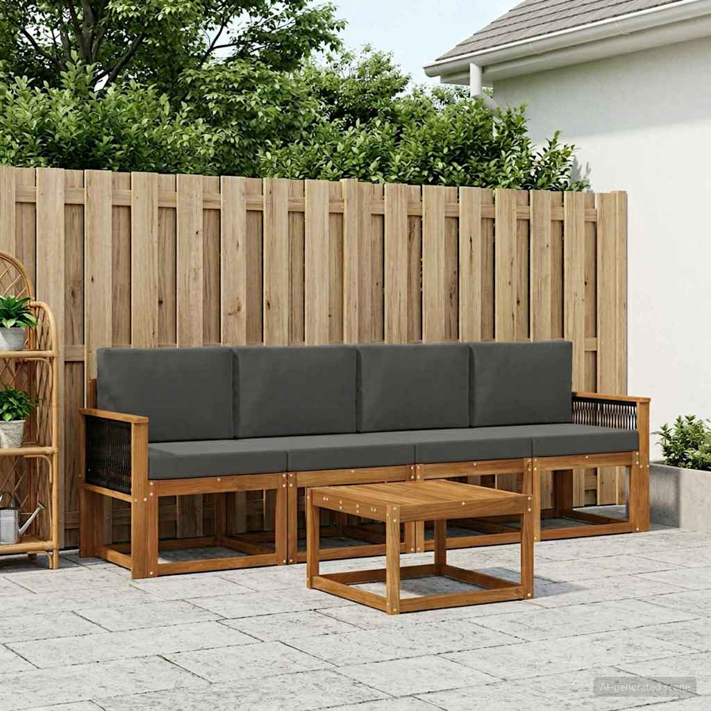 Set vanjskih sofa 4 kom. Prirodna i antracit