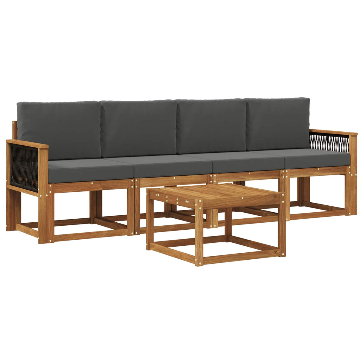 Set vanjskih sofa 4 kom. Prirodna i antracit