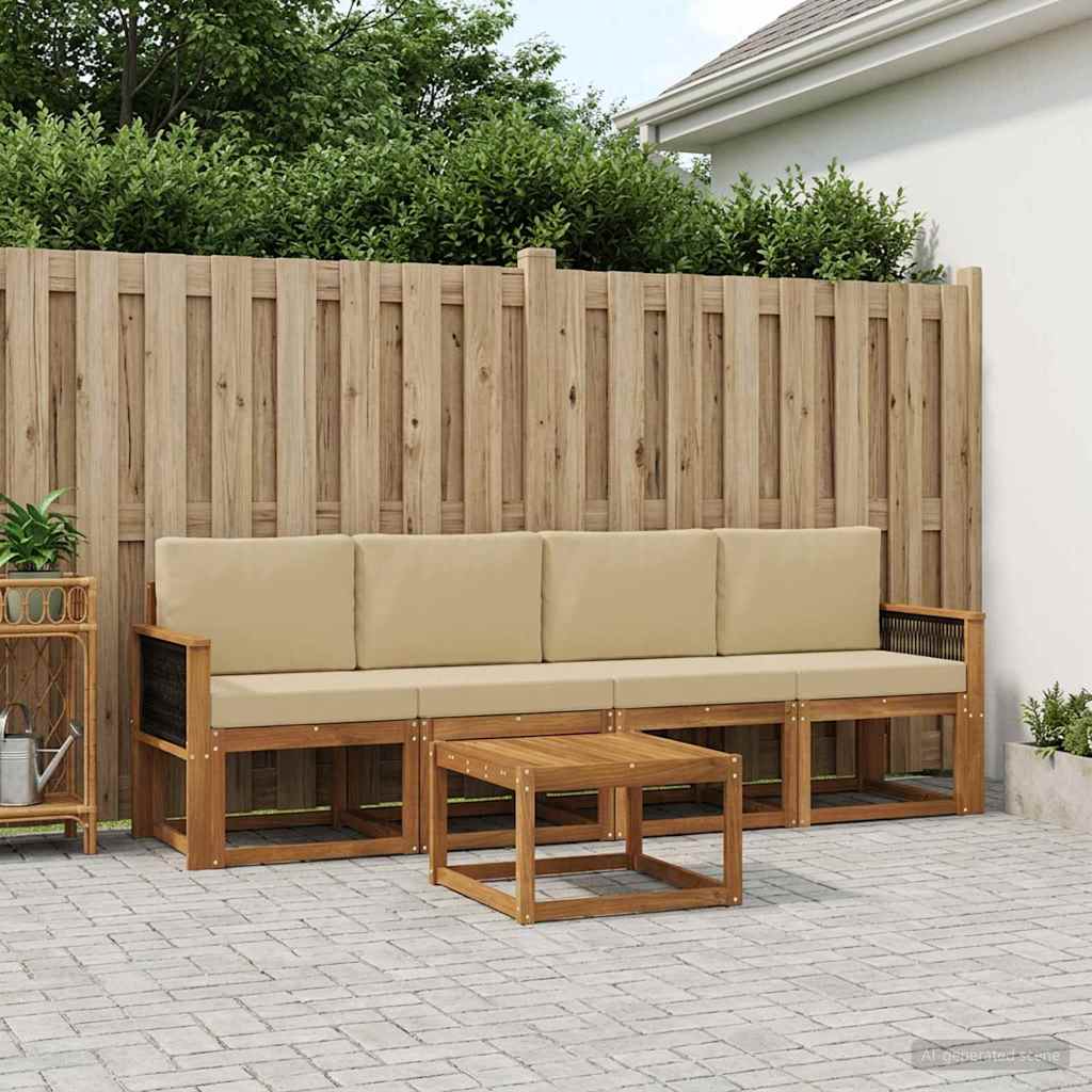 Set vanjskih sofa s jastukom 4 pcs Prirodna