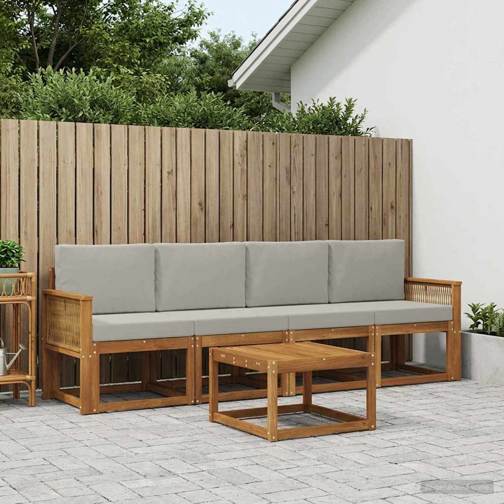 Set vanjskih sofa 5 pcs Prirodna i svjetlosiva Poliester